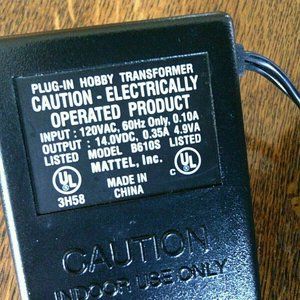 Tyco Hot Wheels Power pack HO Mattel B631S Plug In Hobby Transformer Slot Cars